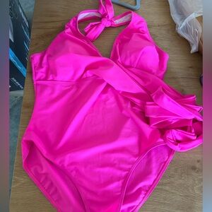 Vibrant Pink Halter Swimsuit